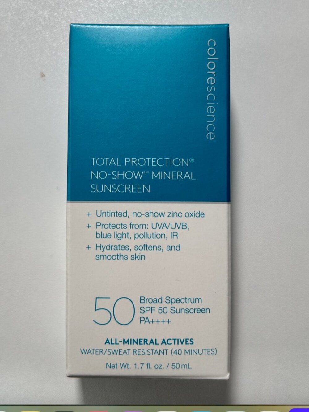 Colorescience Total Protection No-Show Mineral Sunscreen SPF 50 1.7 oz NIB